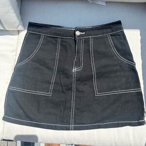 Black Mini Denim Skirt w white stitching !